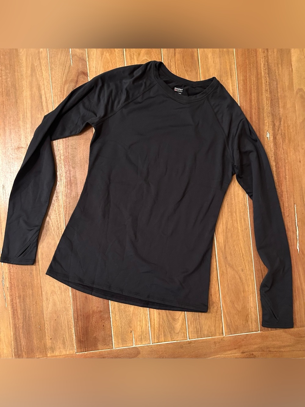 ClimateRight by Cuddl Duds Women Black Fleece Lined Long Sleeve Top Thumbhole S